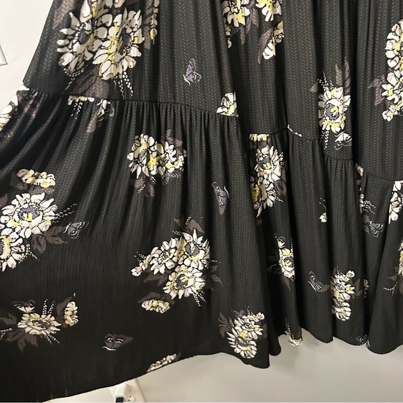 Free People All I Got Black Floral Printe Dav-Neck Bohemian Maxi Dress - Picture 5 of 11